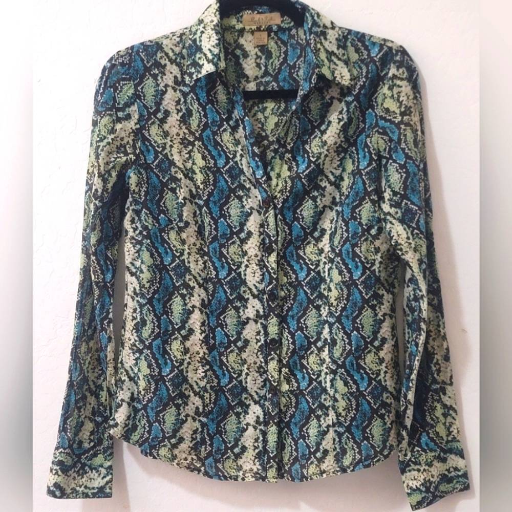 Y2K Peck & Peck Weekend Snakeskin Print Blouse